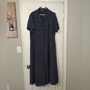 Designs Lane Bryant Navy Button Up Maxi Dress Womens 16